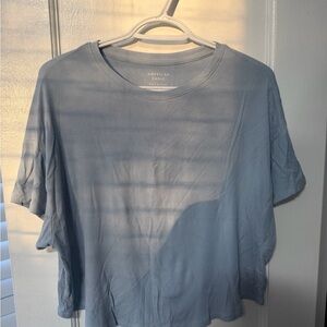 American Eagle Outfitters Women's Sky Blue Ribbed Short Sleeve Tee